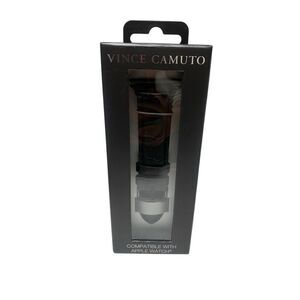Vince Camuto Men's Black Leather Band Compatible with 42/44/45mm Apple Watch